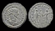 Ancient Coins - Probus billon antoninianus emperor receiving Victory on globe