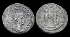 Ancient Coins - Saloninus, as Caesar, AR antoninianus Saloninus standing right