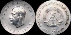 World Coins - DDR 5 mark 1975- 100 years of Thomas Mann