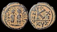 Ancient Coins - Justin II and Sophia AE half follis large K