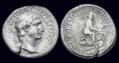 Ancient Coins - Kilikia Tarsos Trajan AR tetradrachm city-goddess seated right