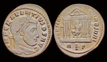 Ancient Coins - Maxentius AE follis Roma in hexastyle temple