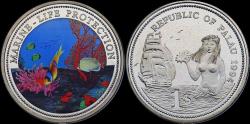 World Coins - Palau dollar 1992- Marine-life protection