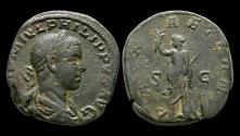 Ancient Coins - Philip II AE orichalcum sestertius Pax standing front