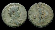 Ancient Coins - Hadrian AE orichalcum dupondius Virtus standing front
