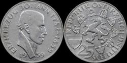 World Coins - Austria 25 schilling 1959- 100th anniversary of the death of Archduke Johann