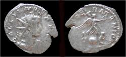 Ancient Coins - Gallienus AR antoninianus Victory standing on globe
