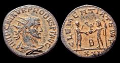 Ancient Coins - Probus AE antoninianus emperor receiving Victory on globe from Jupiter