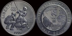 World Coins - USA 1/2 dollar 1995- Olympic Summerplays in Atlanta 1996- baseball
