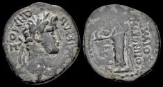 Ancient Coins - Phrygia Laodicea ad Lycum Tilme of Nero AE22 Zeus Laodiceus standing left