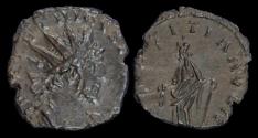 Ancient Coins - Tetricus I billon antoninianus Laetitia standing left.
