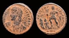 Ancient Coins - Constantius II AE maiorina emperor standing left