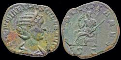 Ancient Coins - Herennia Etruscilla AE sestertius Pudicitia seated left