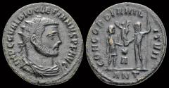 Ancient Coins - Diocletian AE radiate emperor standing right