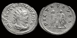 Ancient Coins - Gallienus silvered antoninianus Gallienus and Valerian sacrificing