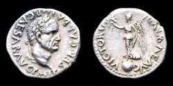 Ancient Coins - Galba AR quinarius Victory standing left on globe