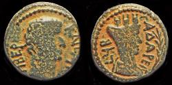 Ancient Coins - Syria Decapolis Gadara Tiberius AE18 bust of Tyche right