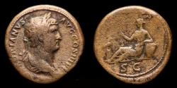 Ancient Coins - Hadrian AE sestertius Egypt reclining left