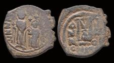 Ancient Coins - Heraclius with Heraclius Constantine AE follis large M