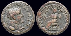 Ancient Coins - Phrygia Amorion Vespasian AE18 Zeus seated left