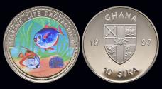 World Coins - Ghana 10 sika 1997 Marine-life protection Proof in plastic capsule
