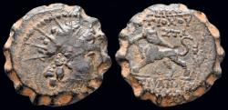 Ancient Coins - Seleucid Kingdom Antiochos VI Dionysos AE serrate panther standing left