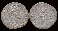 Ancient Coins - Marcus Aurelius, as Caesar AE As Salus standing left