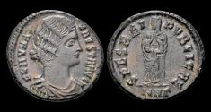 Ancient Coins - Fausta ,Augusta AE follis Salus standing front