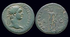 Ancient Coins - Domitian AE dupondius Virtus standing right