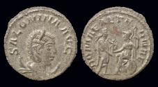 Ancient Coins - Salonina billon antoninianus Gallienus receiving Victory from Roma