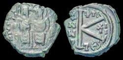 Ancient Coins - Justin II and Sophia AE half follis large K