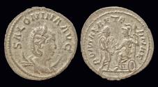 Ancient Coins - Salonina billon antoninianus Gallienus receiving Victory from Roma