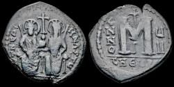 Ancient Coins - Justin II & Sophia AE follis Large M