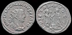 Ancient Coins - Gallienus silvered antoninianus Gallienus and Valerian sacrificing
