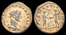Ancient Coins - Probus AE antoninianus emperor receiving globe from Jupiter