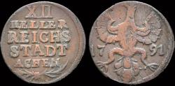 World Coins - Germany Aachen Stadt 12 heller 1791