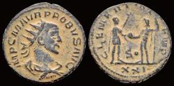 Ancient Coins - Probus AE antoninianus emperor receiving Victory from Jupiter