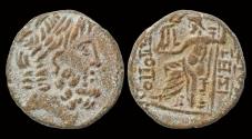 Ancient Coins - Syria Seleucis and Pieria Antioch AE18 Zeus Nikephoros seated left