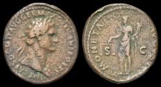 Ancient Coins - Domitian AE As Moneta standing left