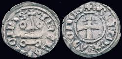 World Coins - Crusader Principality of Achaea Guy II de la Roche billon denier tournois