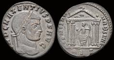 Ancient Coins - Maxentius AE follis Roma in hexastyle temple
