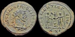 Ancient Coins - Probus AE antoninianus emperor receiving globe from Jupiter