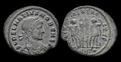Ancient Coins - Delmatius AE follis two soldiers standing facing