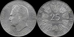 World Coins - Austria 25 schilling 1965-  150 years of technical highschool Vienna (Prechtl)