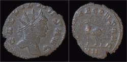 Ancient Coins - Gallienus billon antoninianus Antelope walking left.
