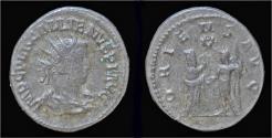 Ancient Coins - Gallienus AR antoninianus Tyche presenting wreath to emperor