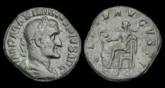 Ancient Coins - Maximinus I Thrax AE sestertius Salus seated left