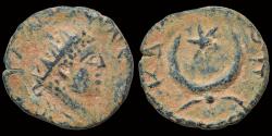 Ancient Coins - Mesopotamia Carrhae Elagabalus AE14 crescent with pendant fillets