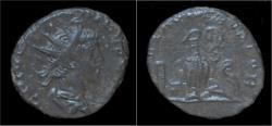 Ancient Coins - Tetricus II billon antoninianus pontificate implements