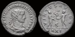 Ancient Coins - Numerian AE antoninianus emperor receiving Victory on globe from Jupiter
